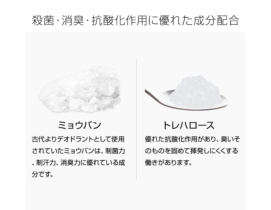 殺菌・消臭・抗酸化作用に優れた成分配合